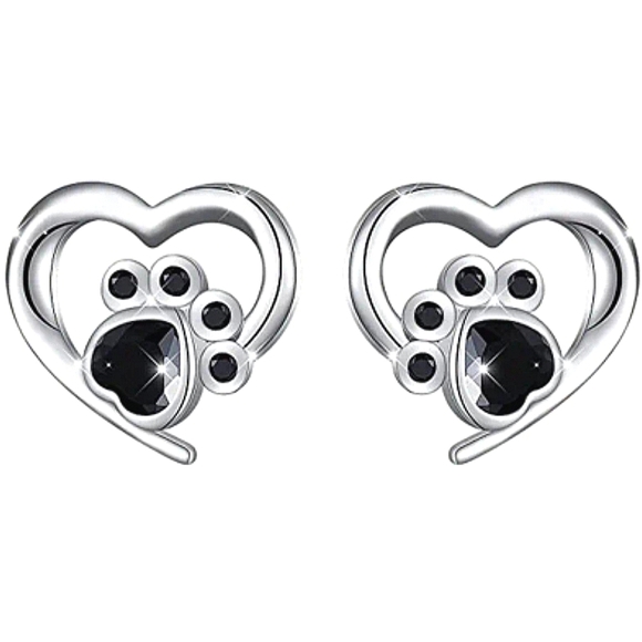 Love Encircled Paw Print Earrings - Picture 1 of 4